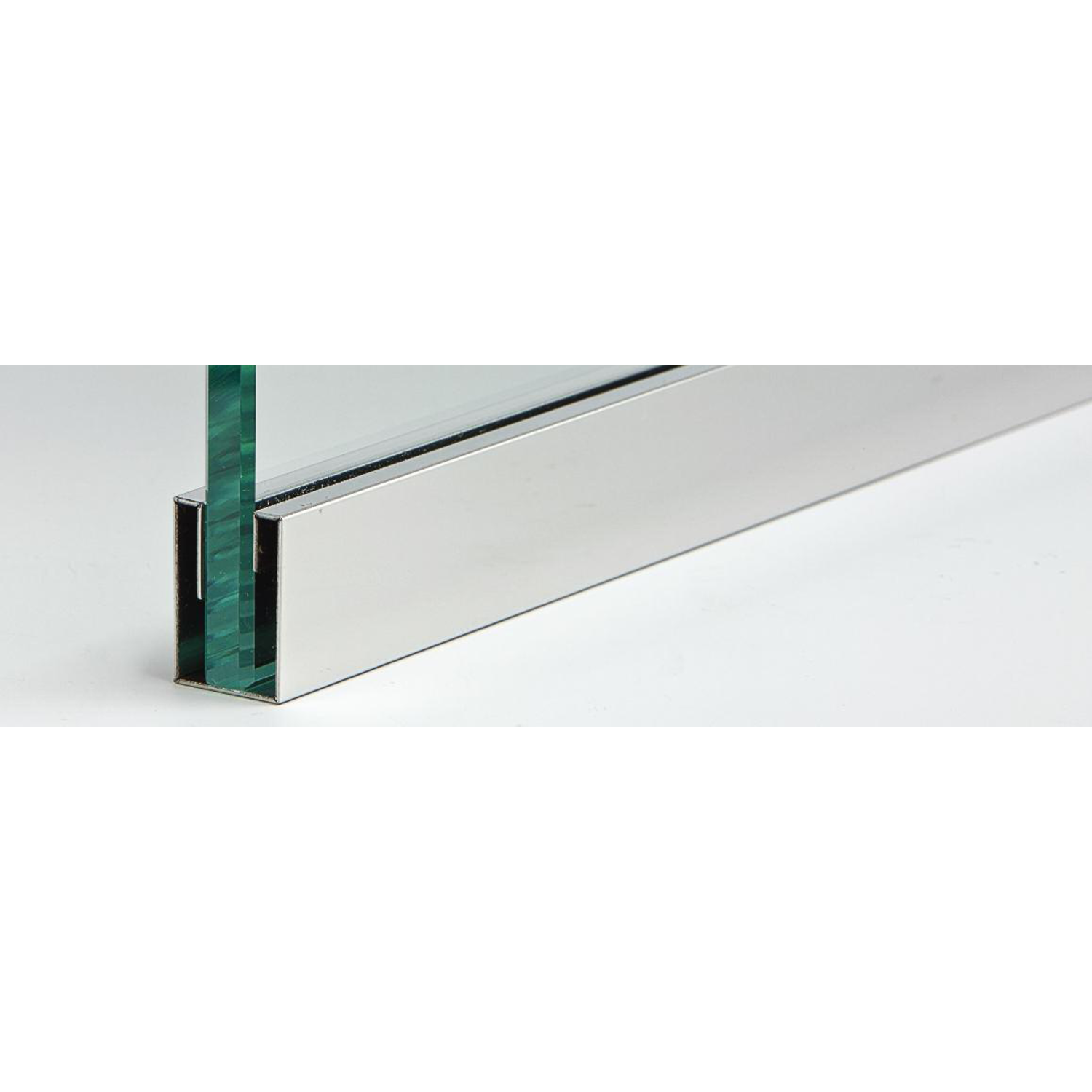 U-profiel met afgeronde rand MIRROR, voor 10 mm glas, B19.5 H25 L3000, mirror