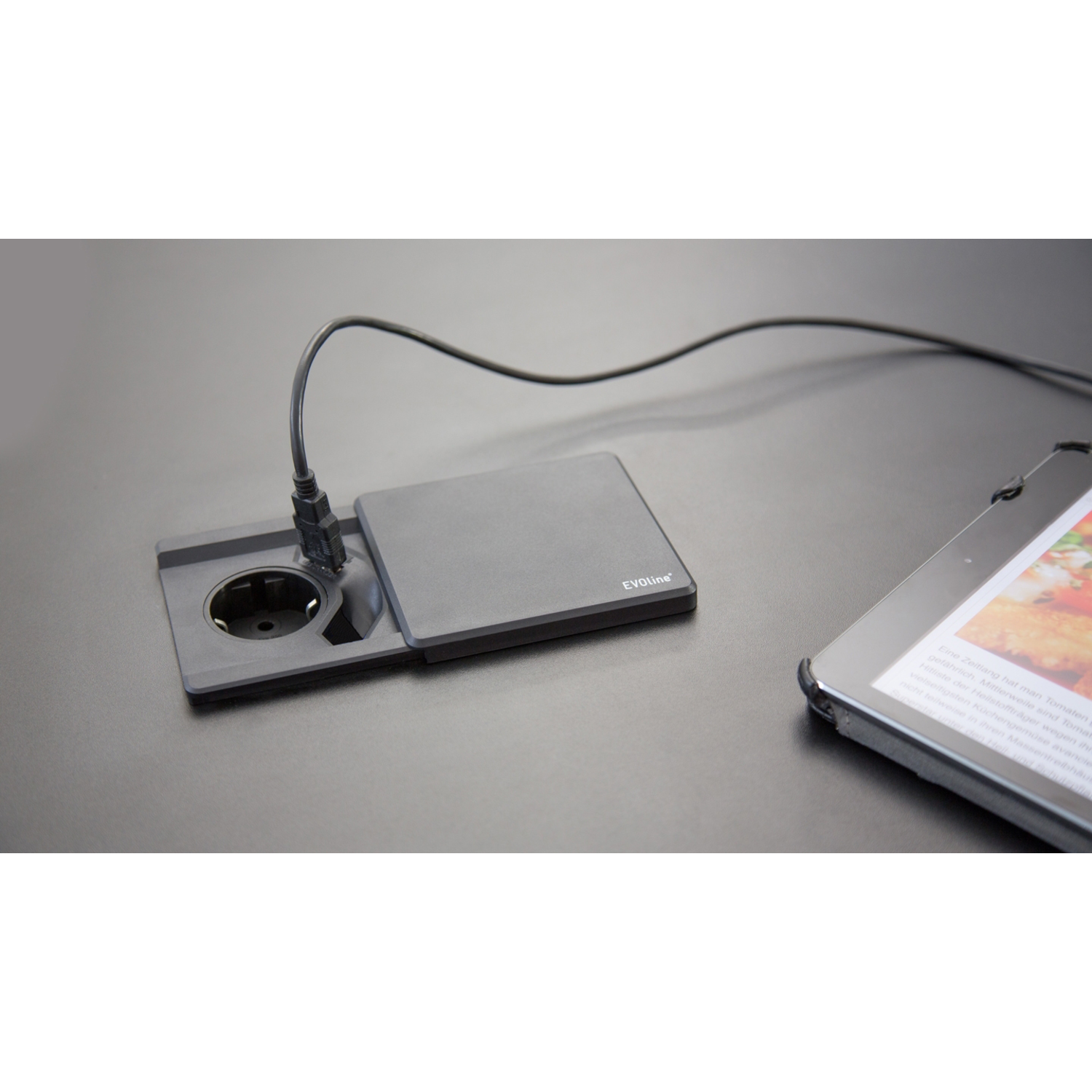 Evoline square 80 b/f + chargeur usb look inox 