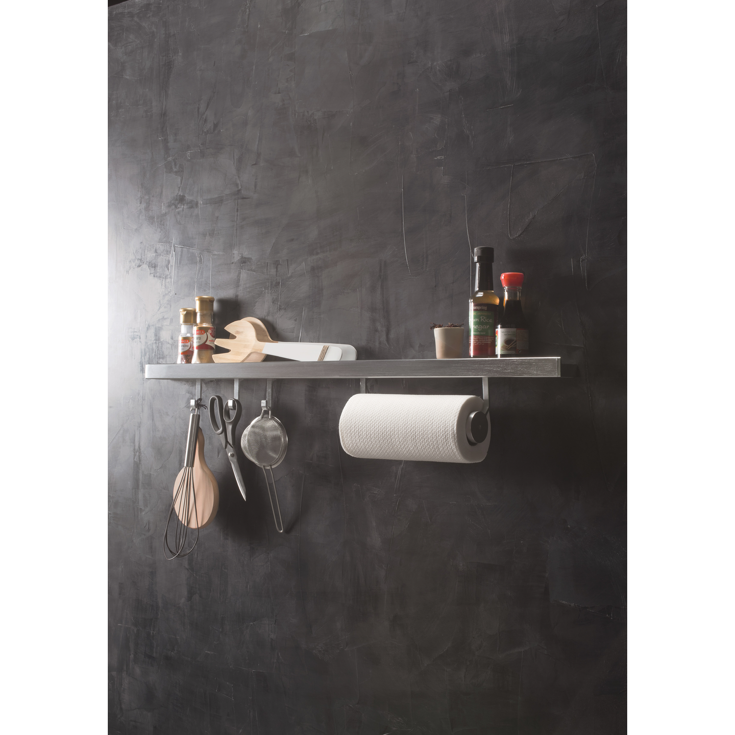 Horizon kitde rails 900mm noir  y compris fixations, 3 crochets et porte-rouleau