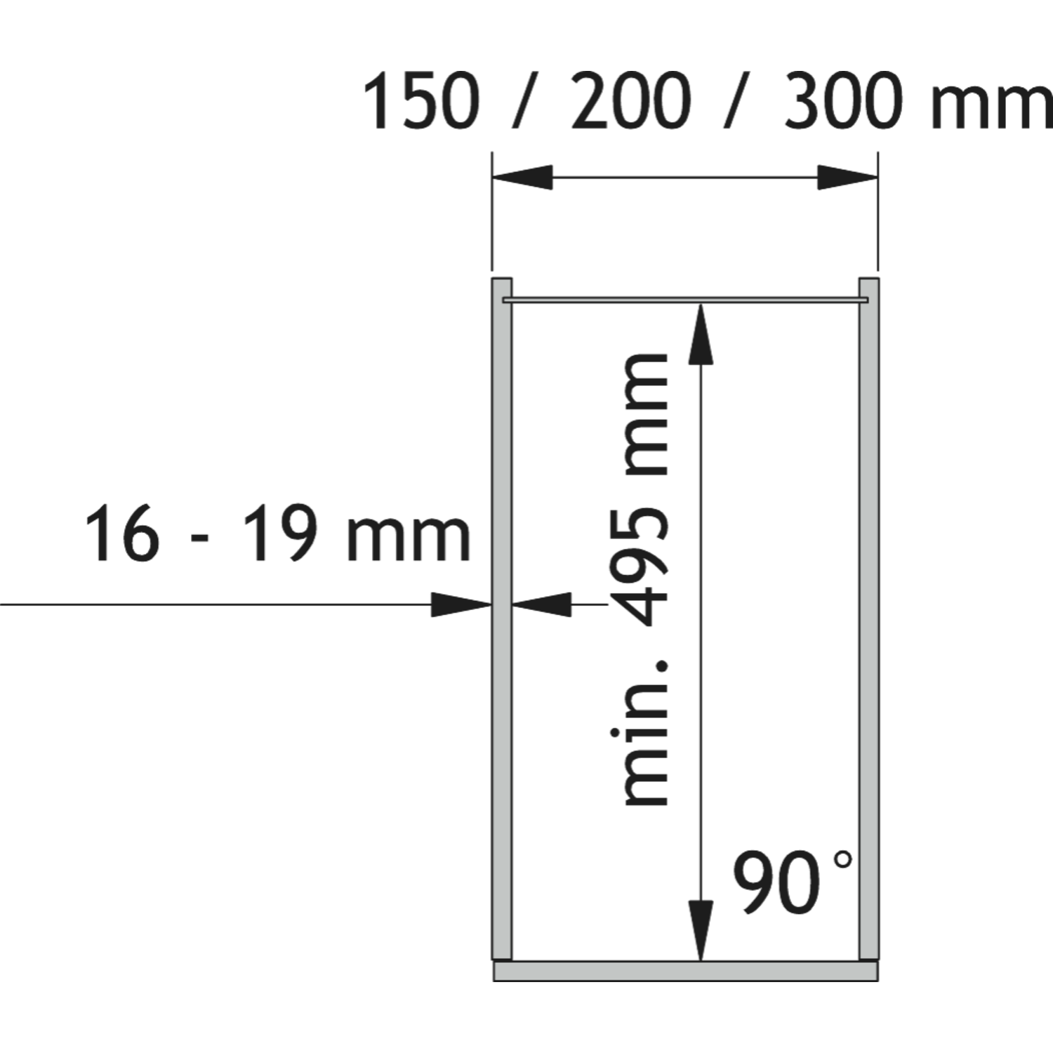 VS sub side 3 cadre Fixation latérale dsa3 635mm 20kg SoftClose