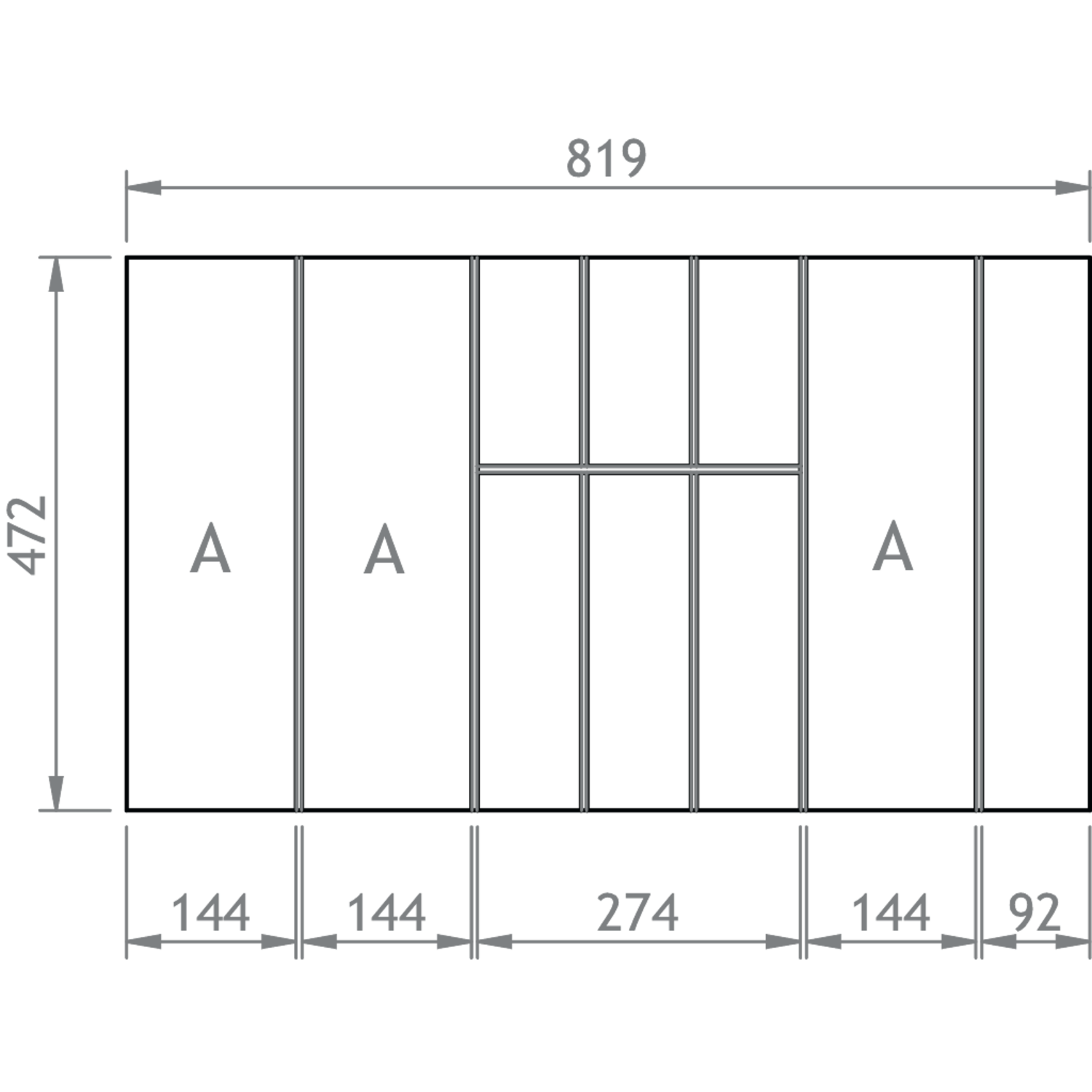 Fit bestekinzet V1 90 zwart