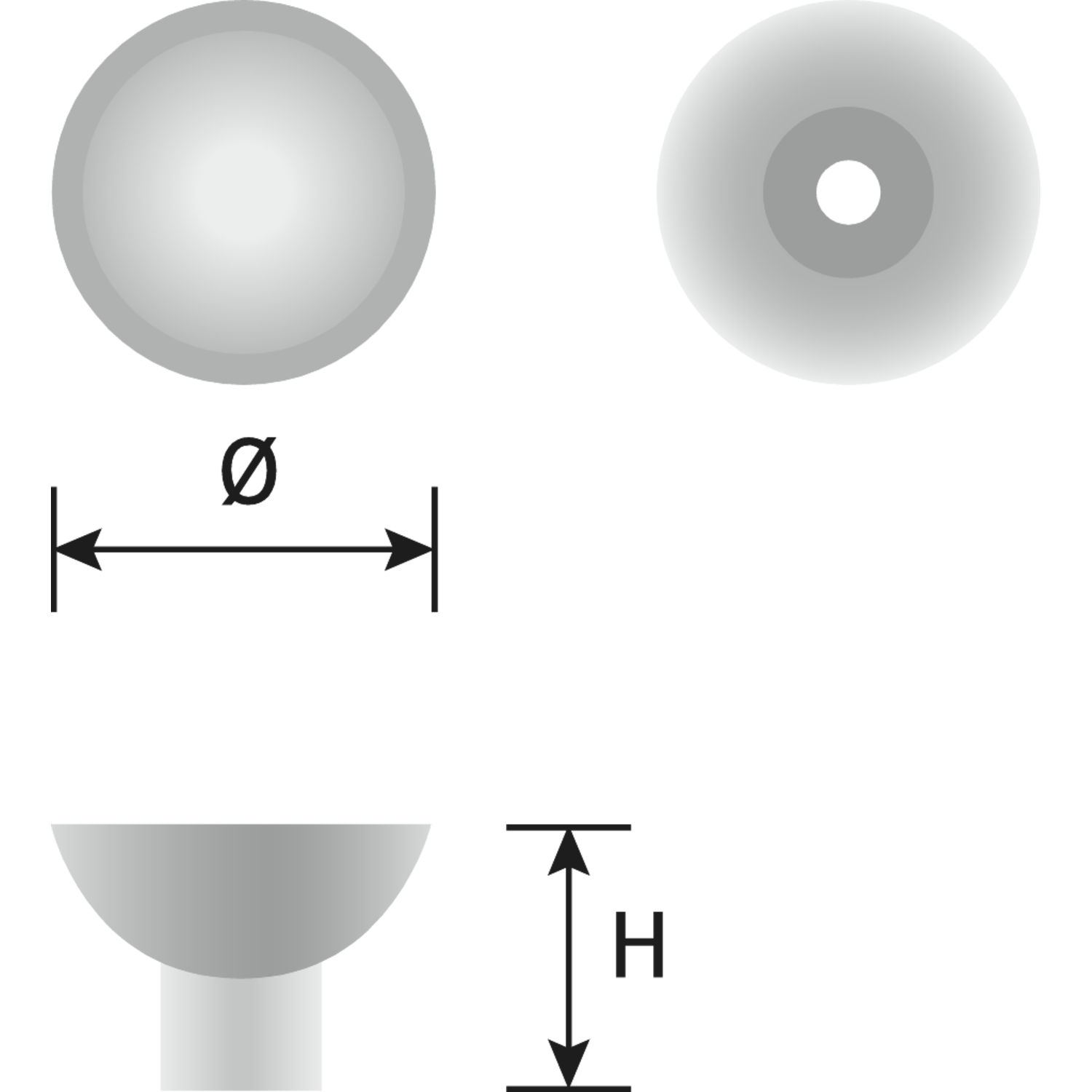 Bouton tazza ø50x30 zamac noir mat 