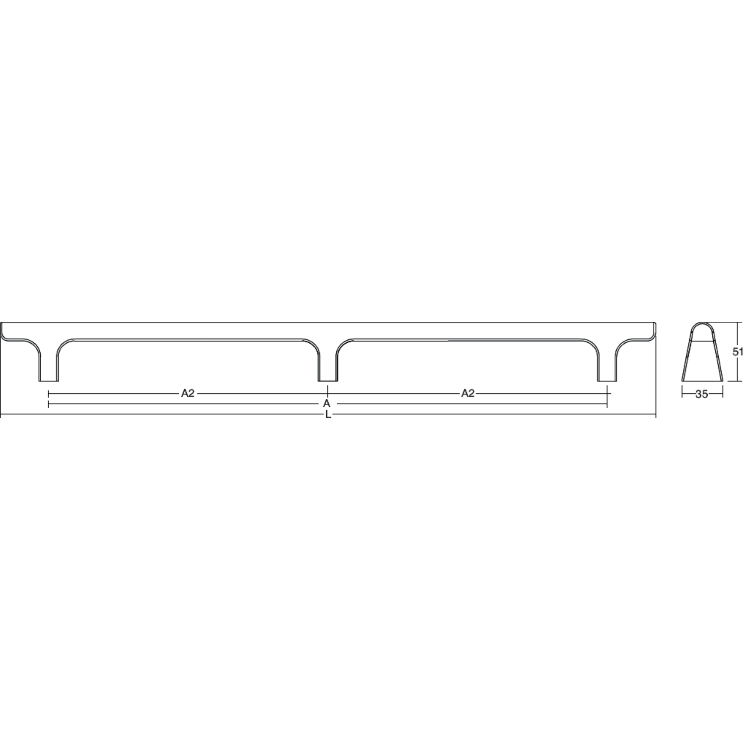 Poignée HINOKI BIG BA416-832 L916 aluminium brossé noir