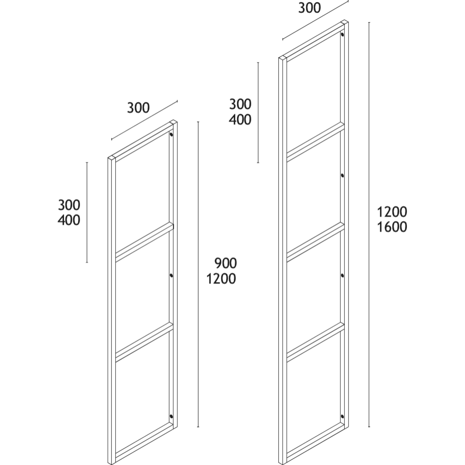 Three élément étagère murale h:900mm 3 plans  noir mat