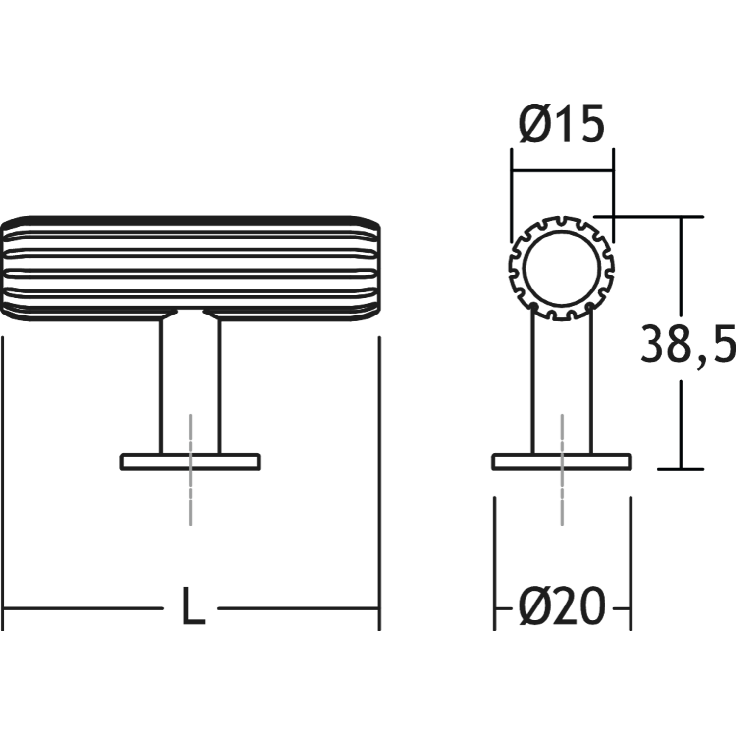 Bouton T RILLE L55 aluminium brossé laiton