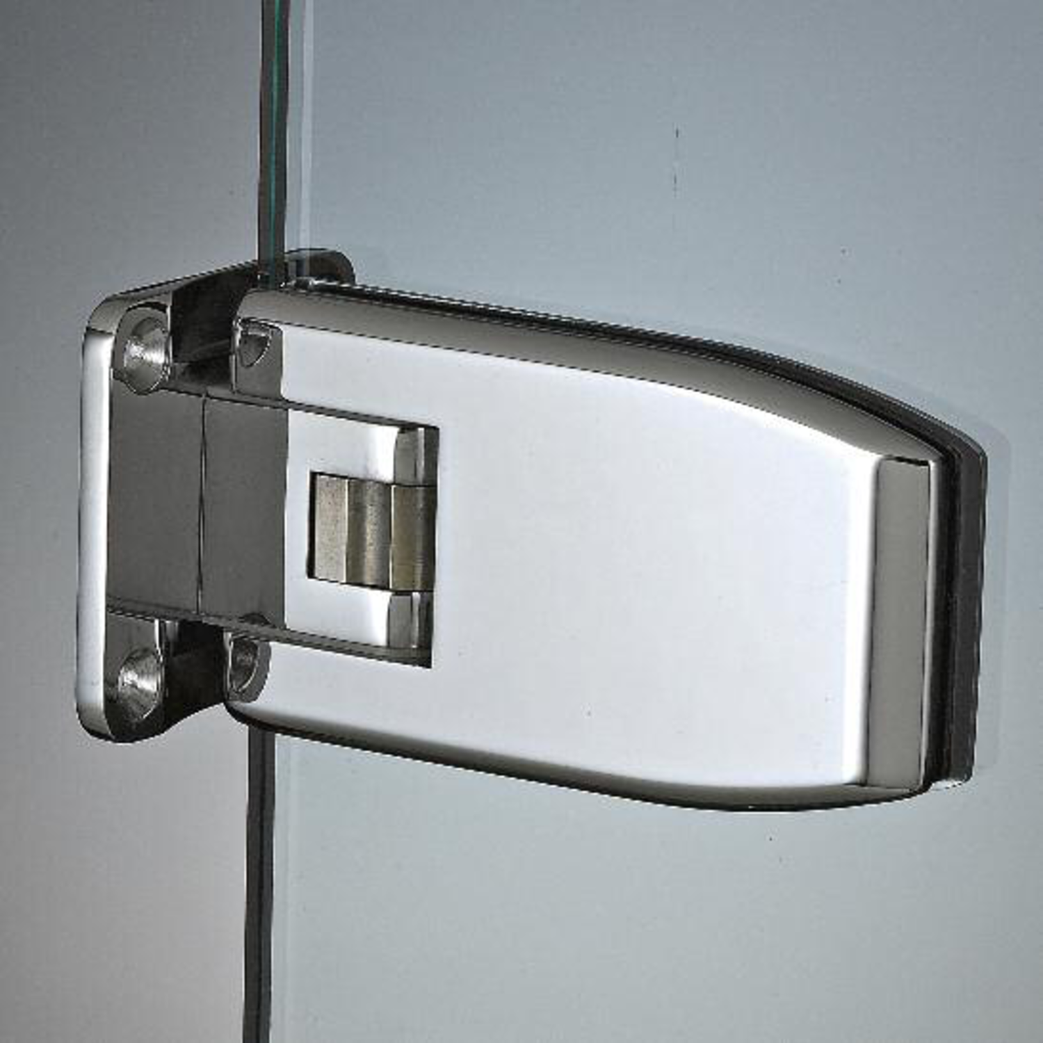 Verstelbare centrale scharnier wand/glas, voor 8/12 mm glas, B110 H60, geborsteld rvs effect