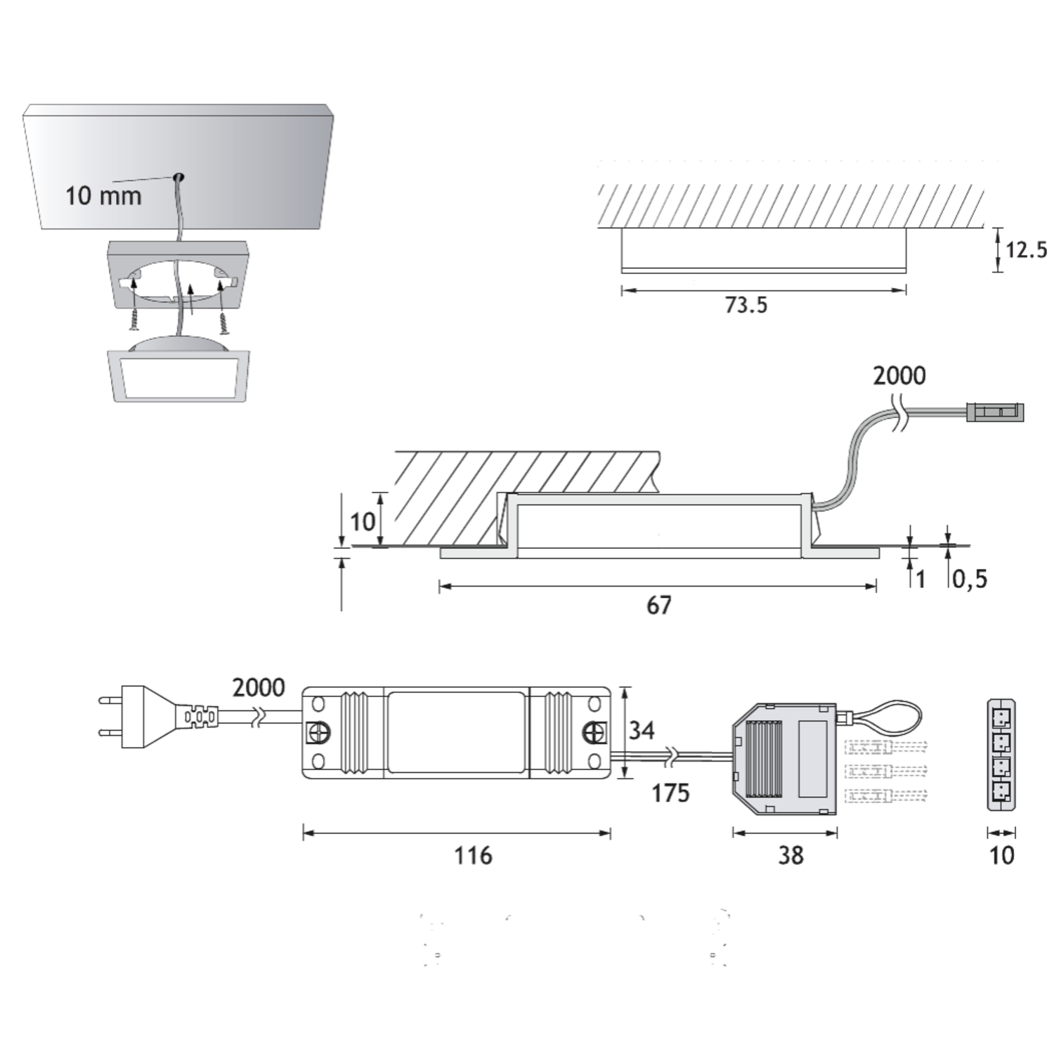 Set Sun Quadro XT led spot 24V