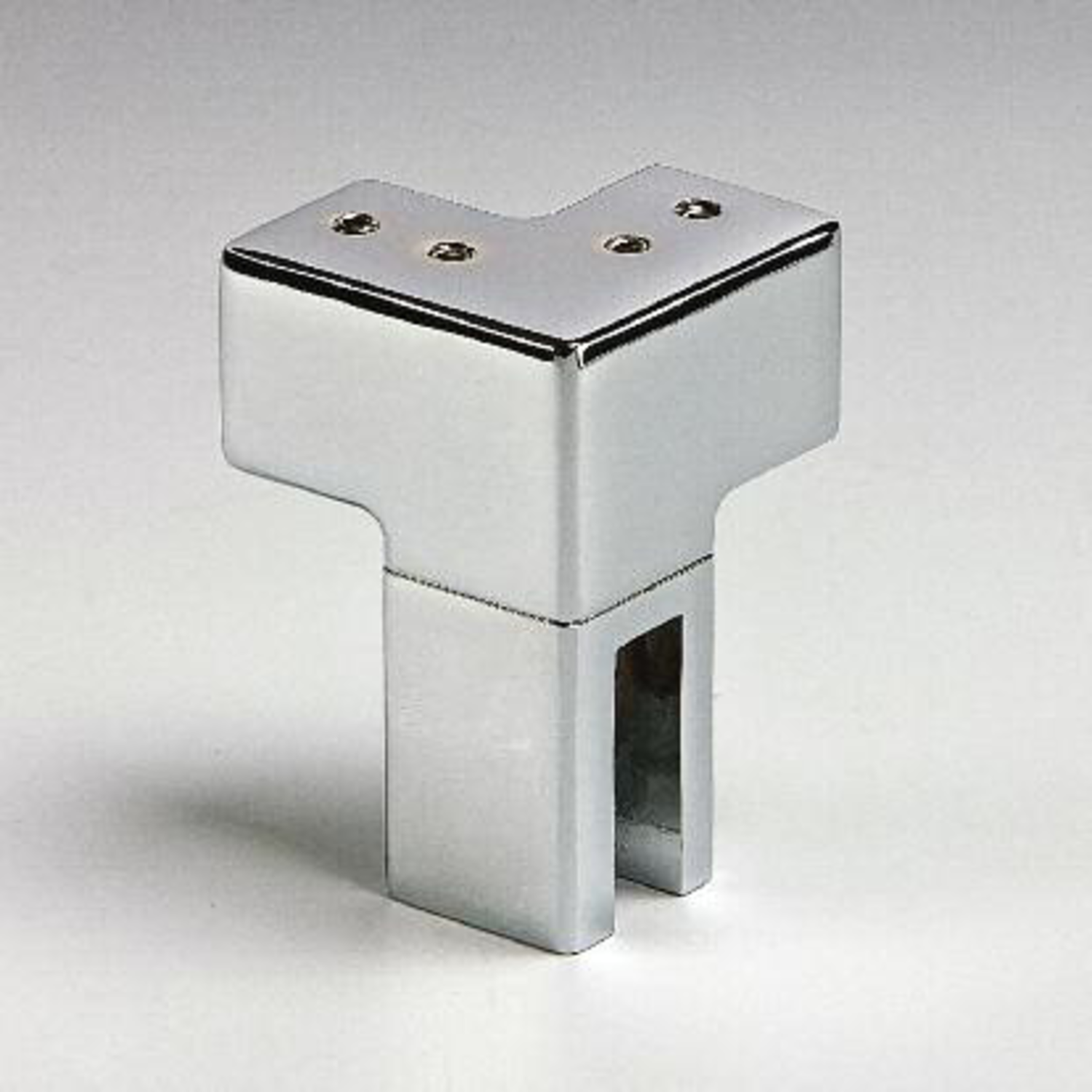 Tweezijdige scharnierende bevestiging op glas, voor 6/10 mm glas, B25 H25 L45, chroom