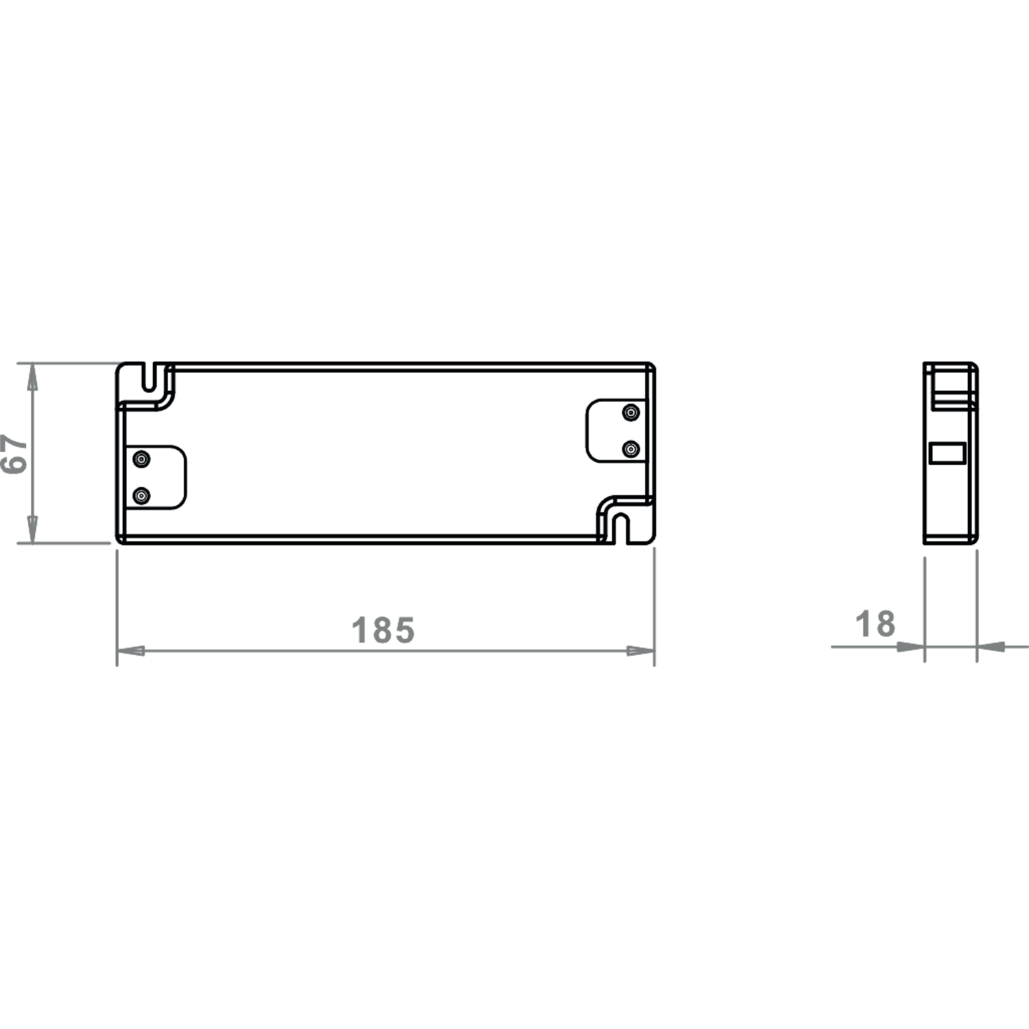Led transfo 50 W 185x67x18mm+6x verdeler