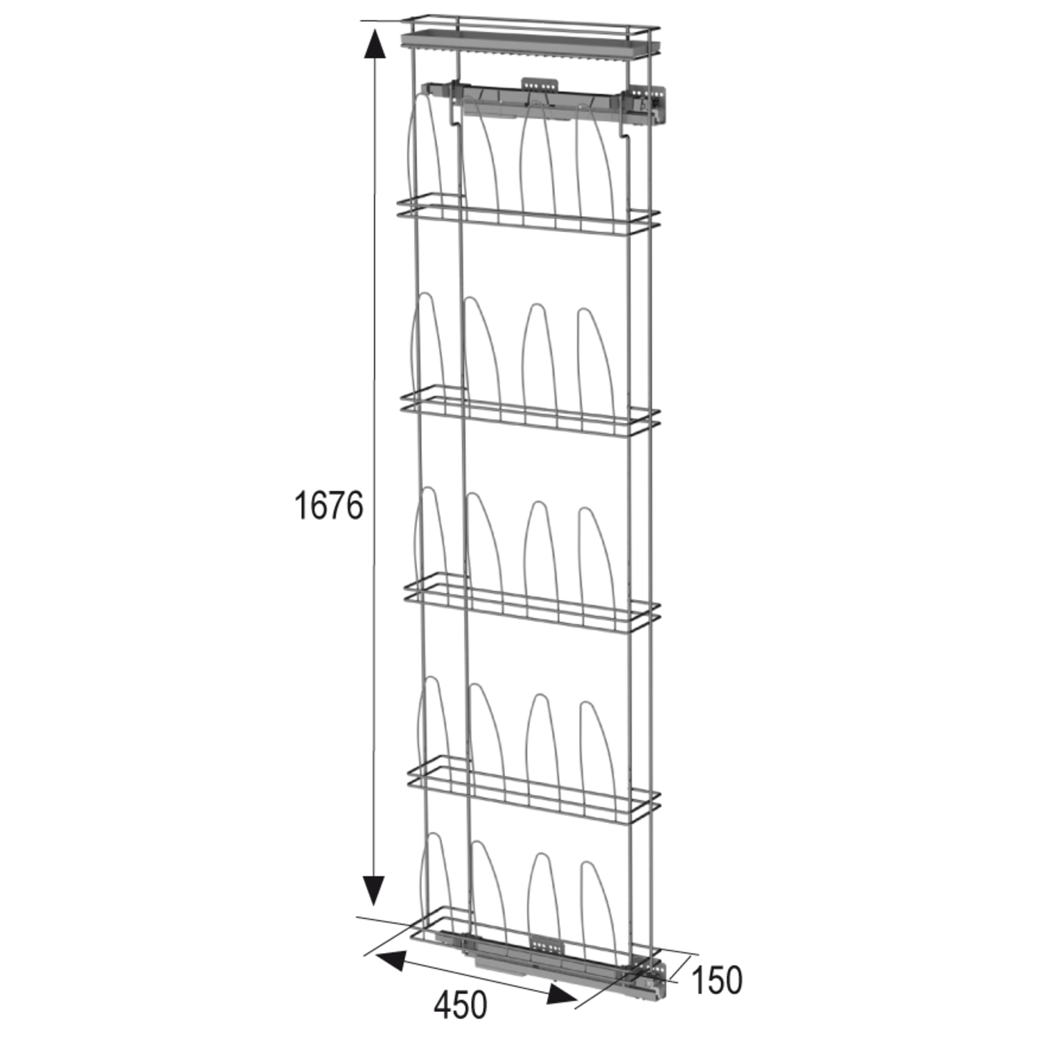 Basic porte-chauss. extrac. 150x450x1676 blanc dr 