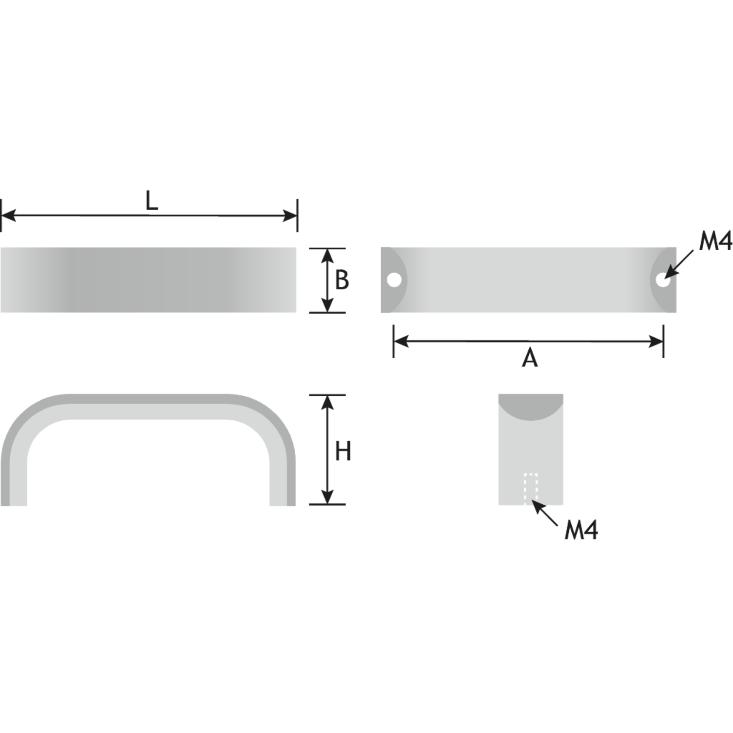 Greep SENSE MINI BA160 L167 aluminium rvs-look