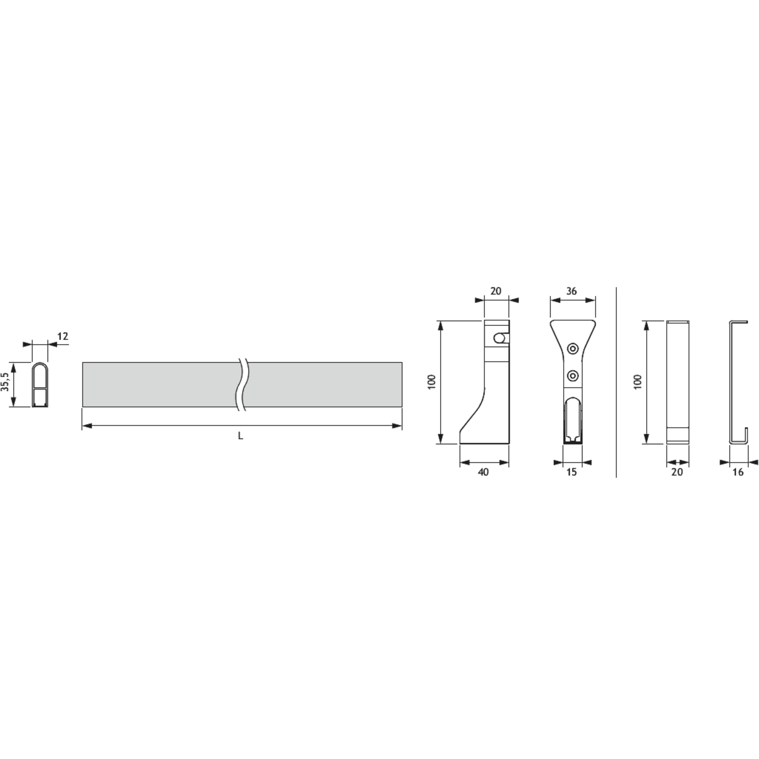 Led Free tube de penderie éclairée c.800 12V 7.2w 