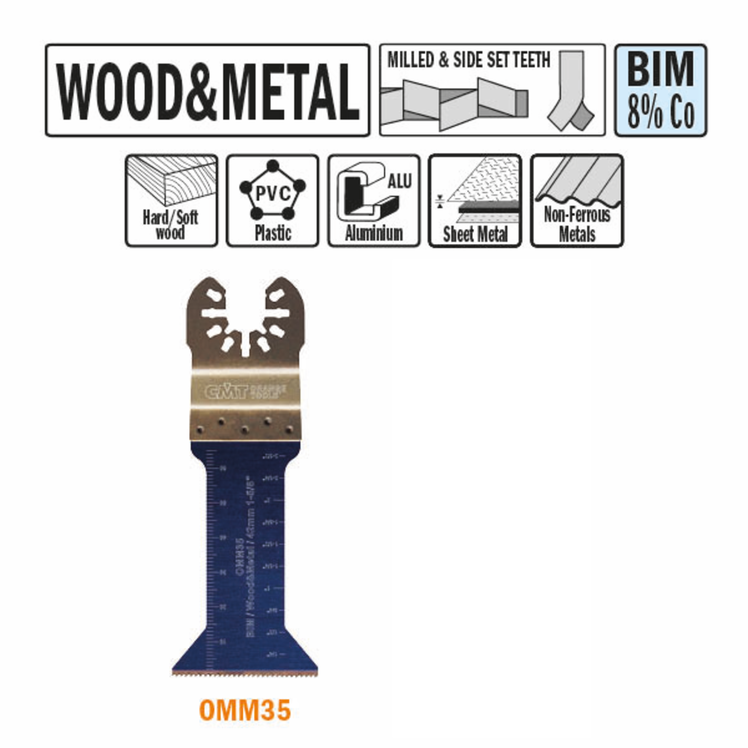 Lams scie multi-outils bois/métal 42mm bim 8% co 