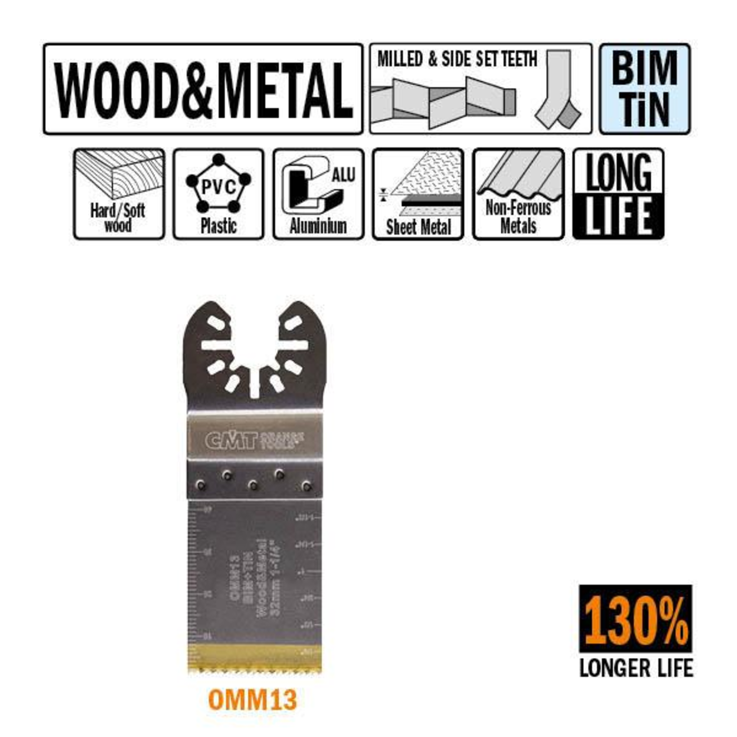 32mm ext.lange standtijd duikzaagje hout/metaal-5s t-i=40/h=32/z=18/bim tin