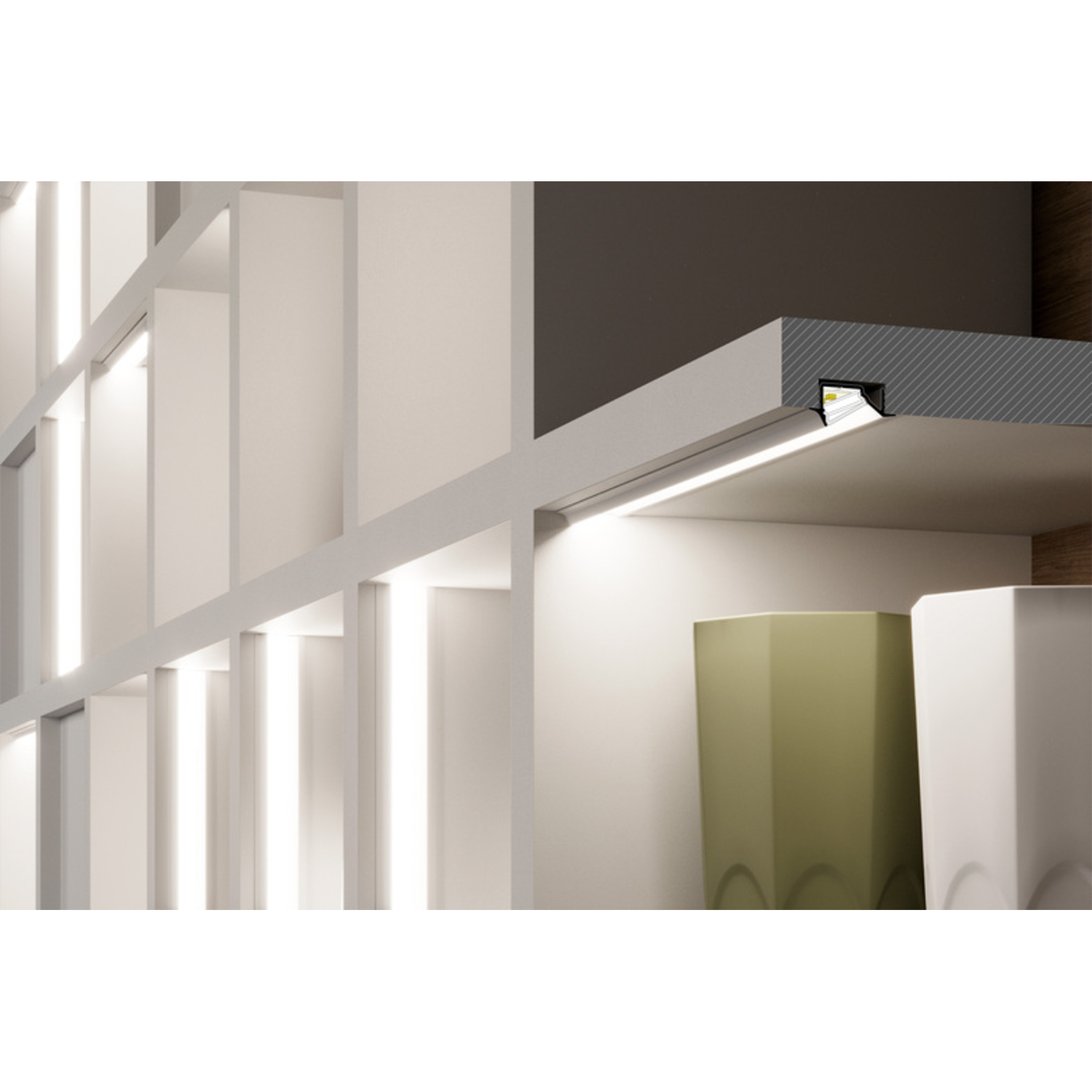 Profilé Led diagonal10 C 3000 anodisé 