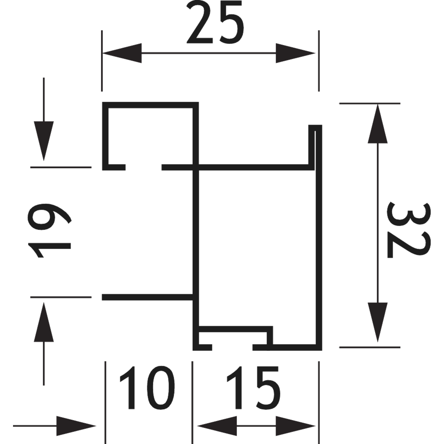 Profil vertical TR19-S85 2.6m alu argent  