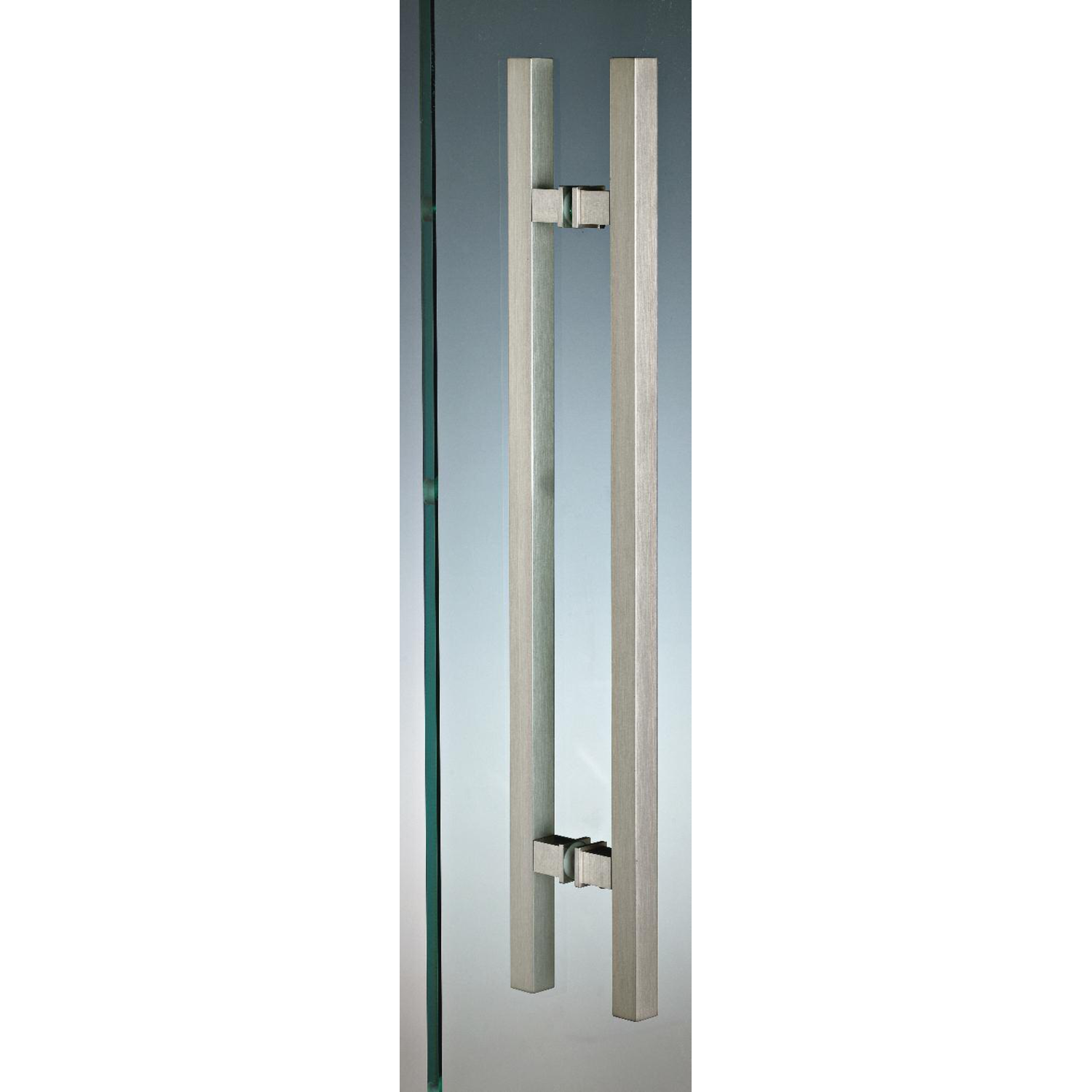 Paire de poignées de tirage carrées, pour verres 6/12, B15 H15 L460, aluminium mat