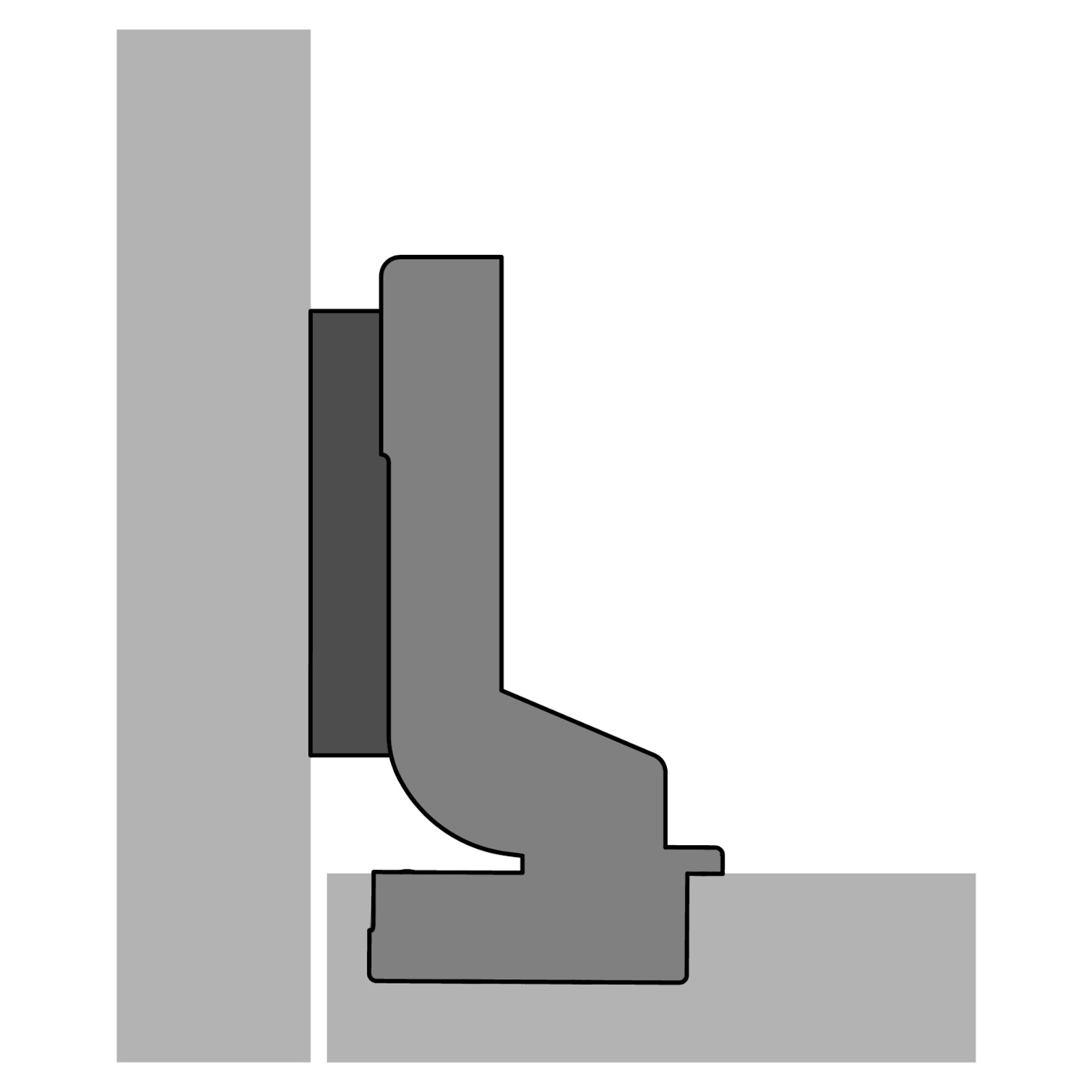 Charnière en inox Veosys de 105°, rentrant, TH - schéma de perçage 52 x 5,5 mm, à visser (-)