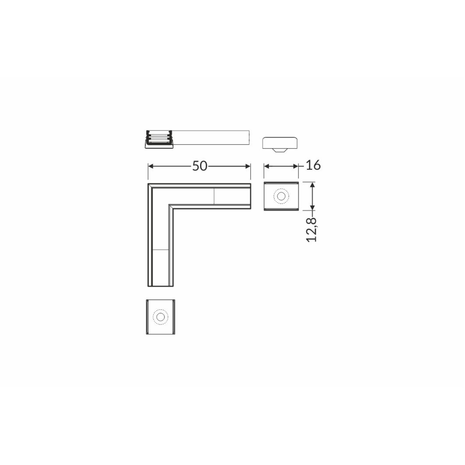 Led profilé d'angle 90° sliM8 anodisé 