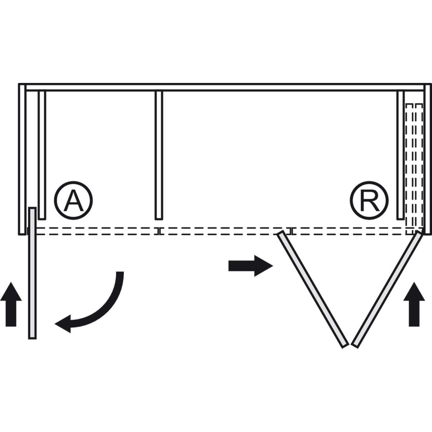 Hawa Folding Concepta 3 portes noir gauche 3ième porte a commander en supplement