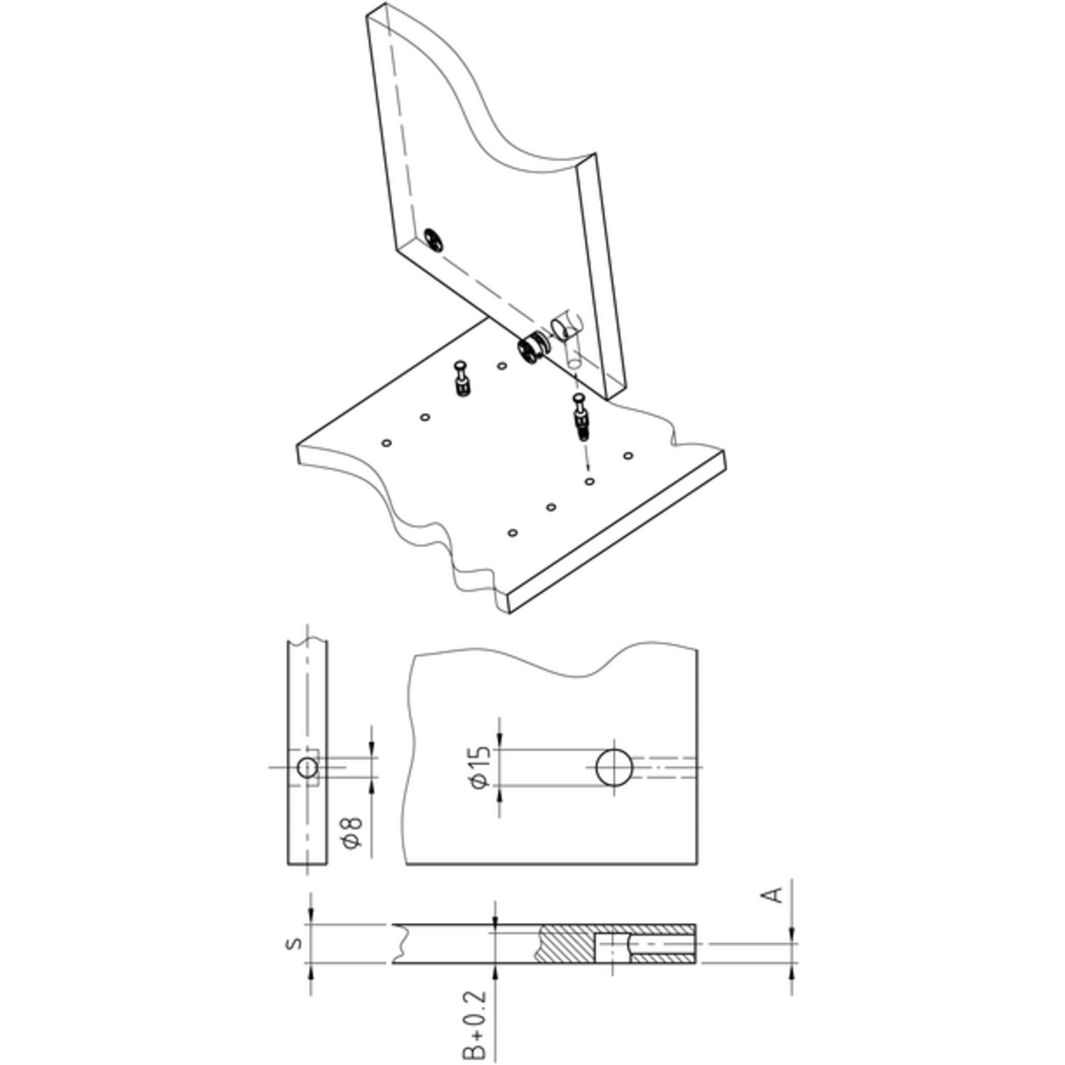 Ferrure d'assemblage excenter 15.16 Z sans bord nickelé