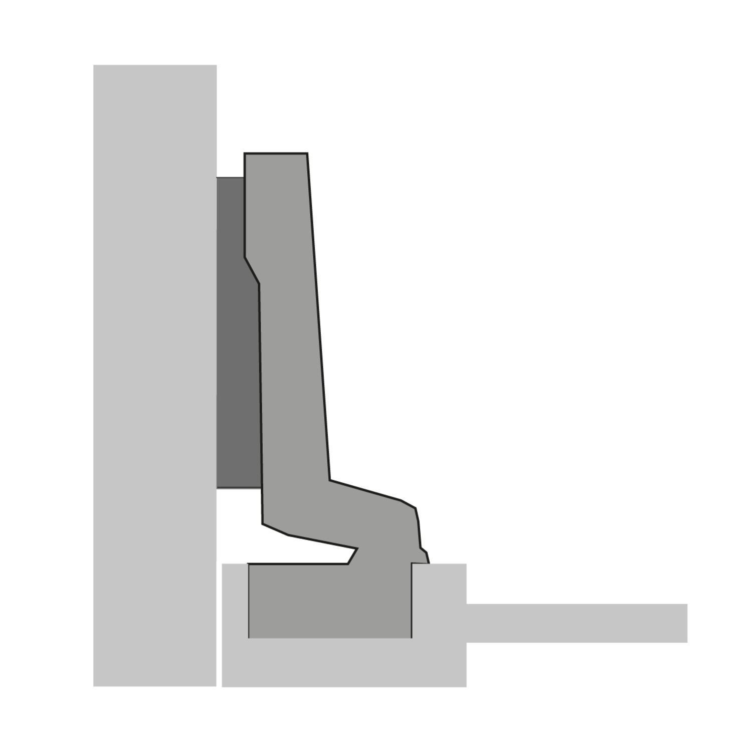 Charnière Intermat pour porte à cadre en bois (Intermat 9924), rentrant, Angle d'ouverture  95°, TH-schéma de perçage 38 x 8 mm, à visser (-)