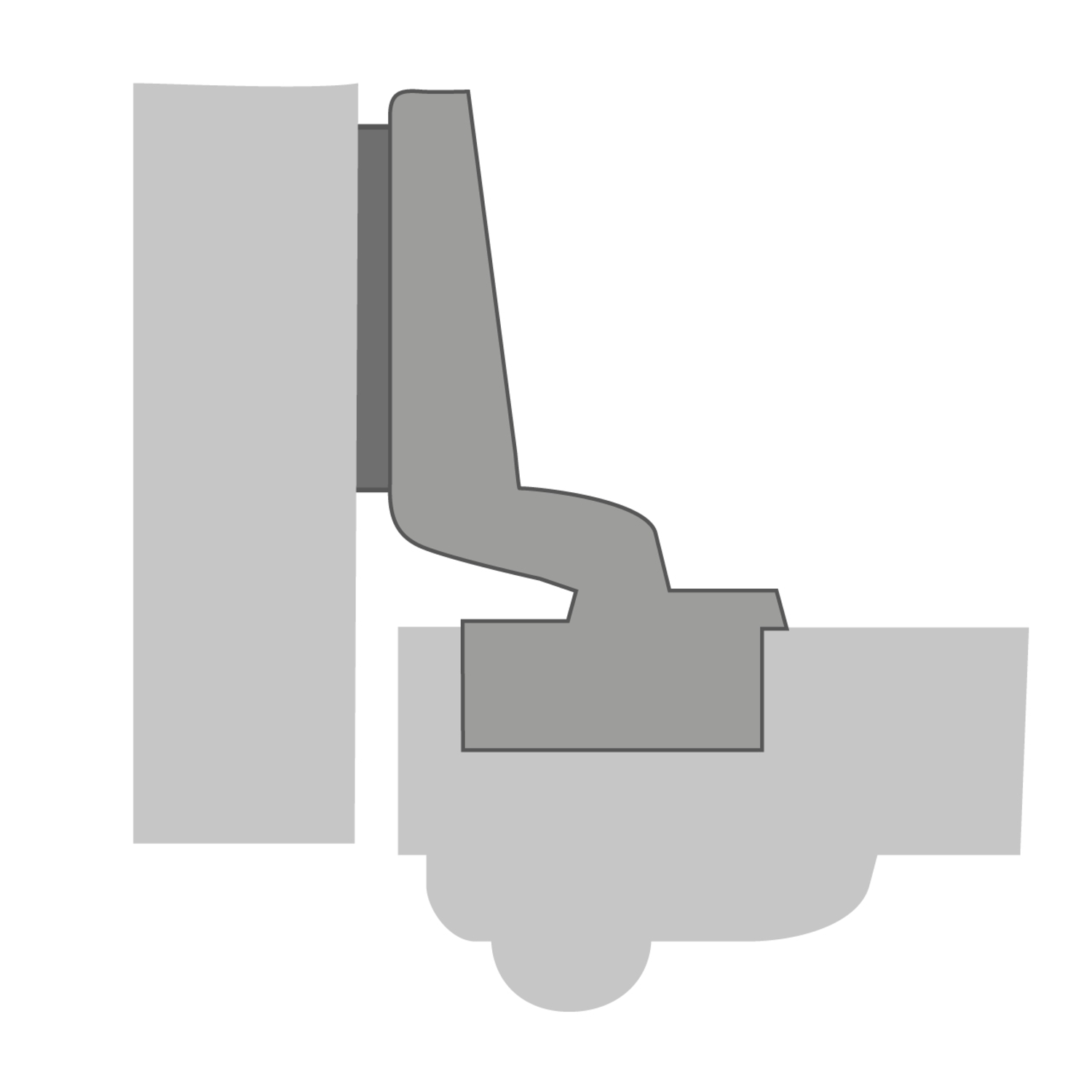 Charnière porte épaisse Intermat Spezial, épaisseur de la porte jusqu’à 43 mm (Intermat 9935), rentrant, Angle d'ouverture  95°, TH-schéma de perçage 52 x 5,5 mm, à visser (-)