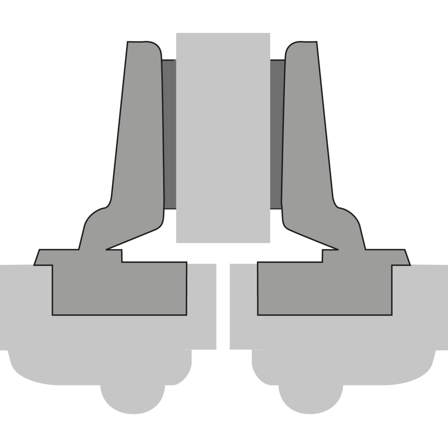 Charnière porte épaisse Intermat Spezial, épaisseur de la porte jusqu’à 43 mm (Intermat 9935), en semi-applique, Angle d'ouverture  95°, TH-schéma de perçage 52 x 5,5 mm, à visser (-)