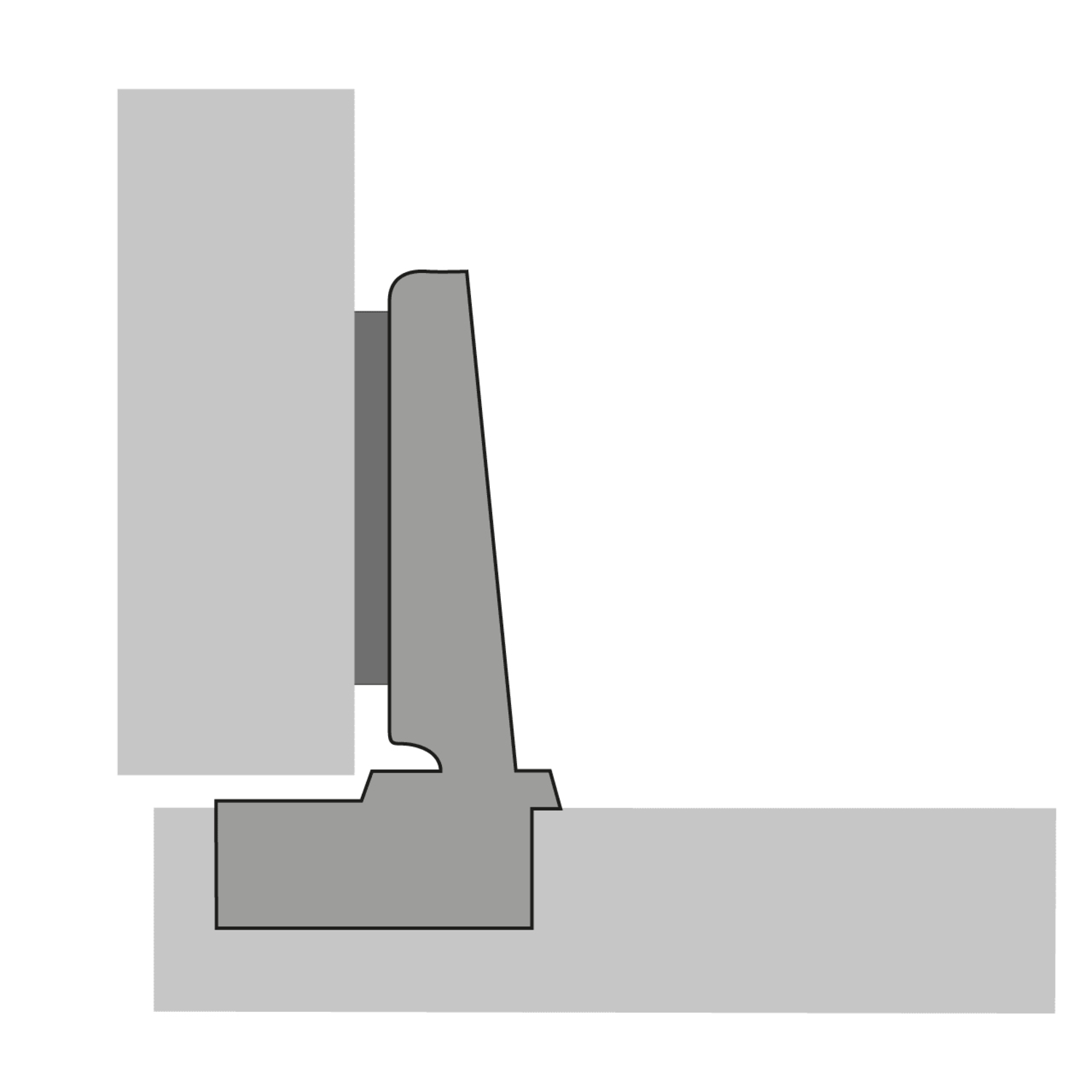 Charnière Intermat 110° (Intermat 9943), en applique, Angle d'ouverture  110°, TH-schéma de perçage 52 x 5,5 mm, à enfoncer (ø 10 x 11)