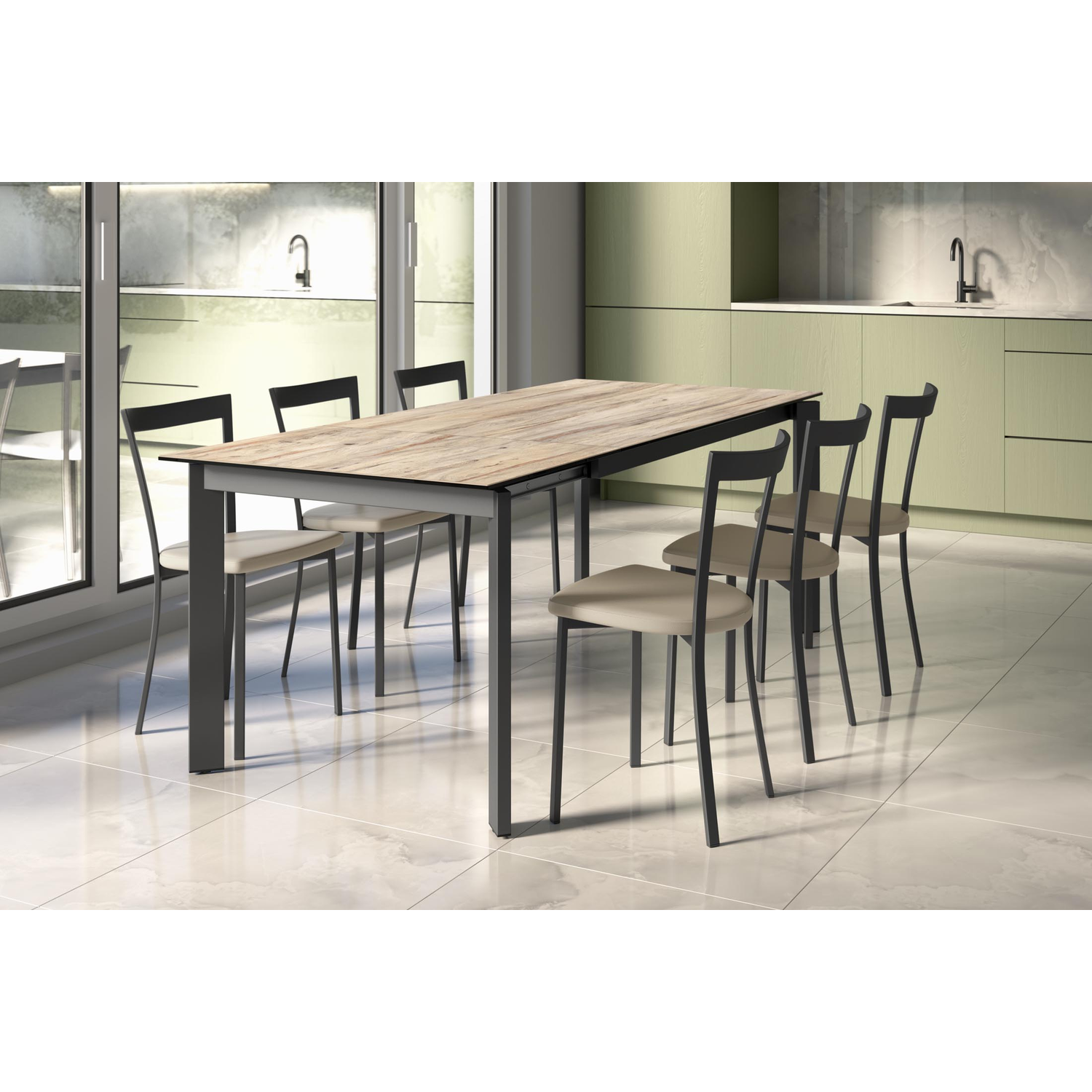 Table ext. poker 120x80 anthra-céramique basalte 