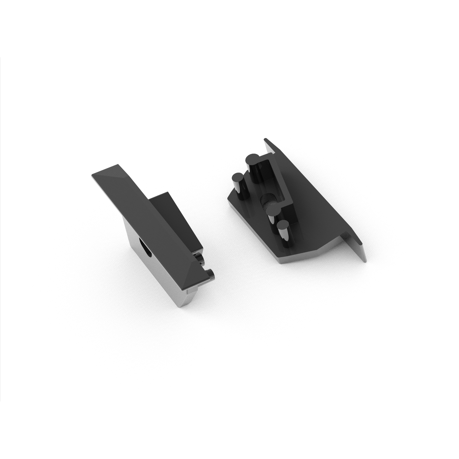 Embout profilé Led diagonal14 noir avec trou 