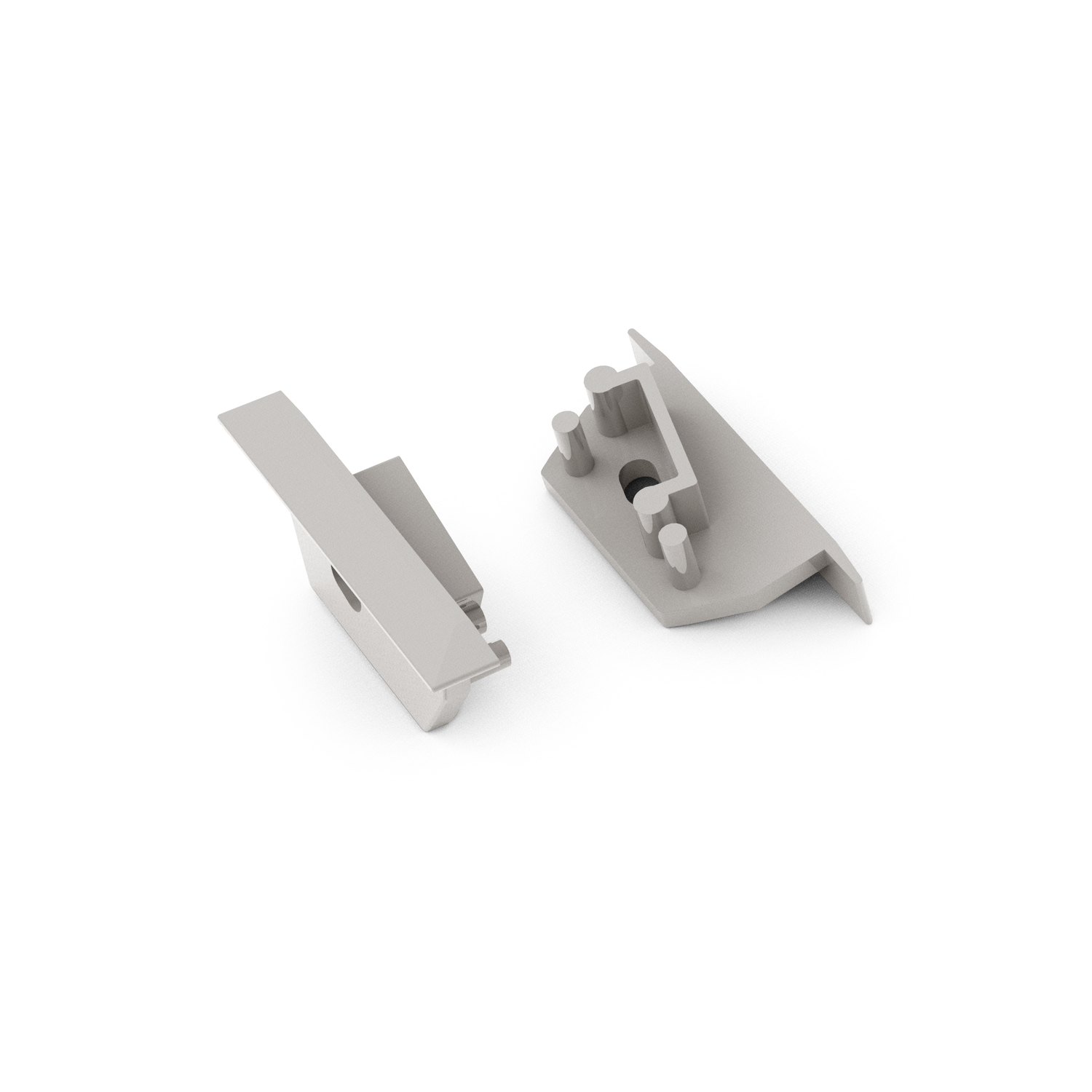 Embout profilé Led diagonal14 gris avec trou 