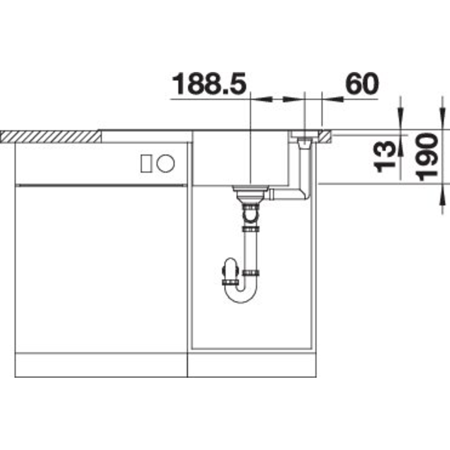 Blanco Axia III 45 S zwart automatische bediening