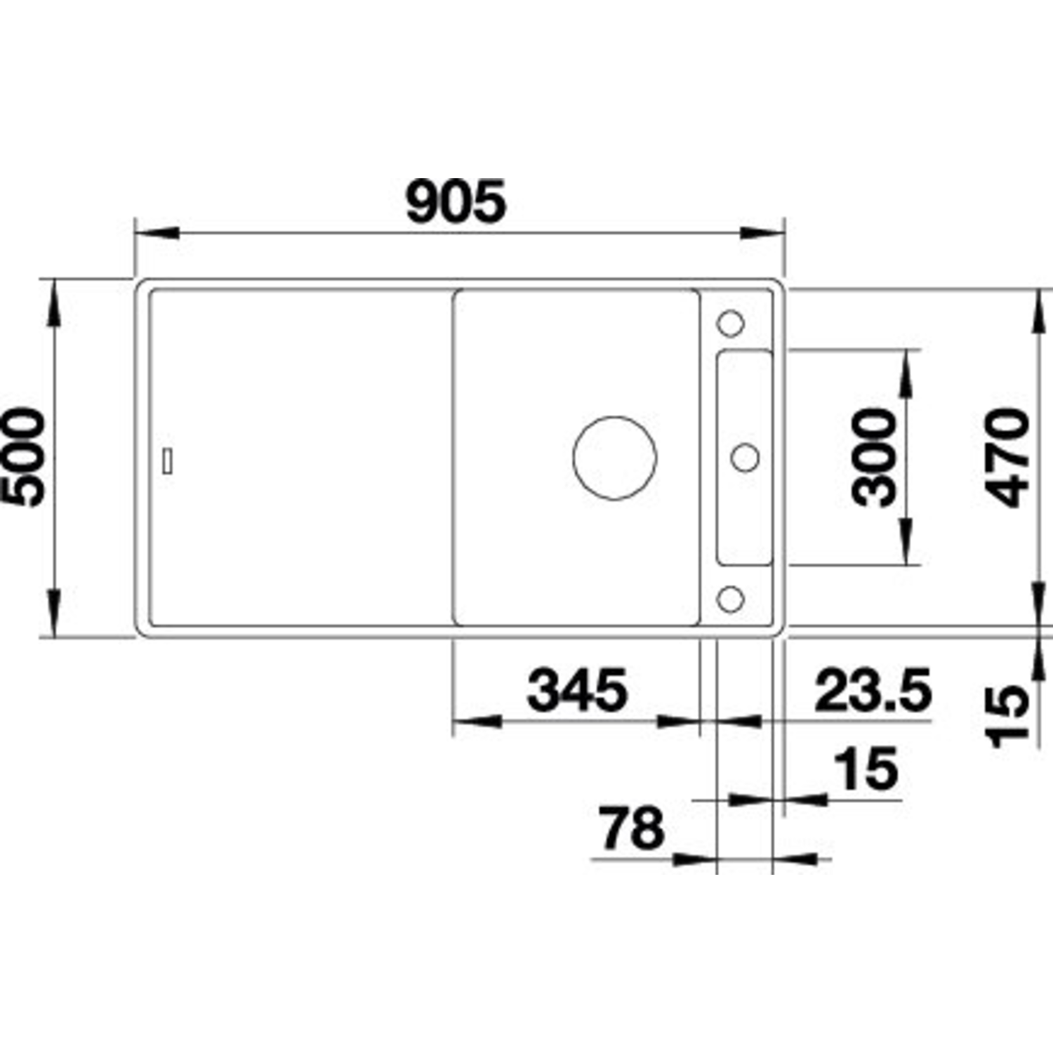Blanco Axia III 5 S-F anthra. auto + planche verre 