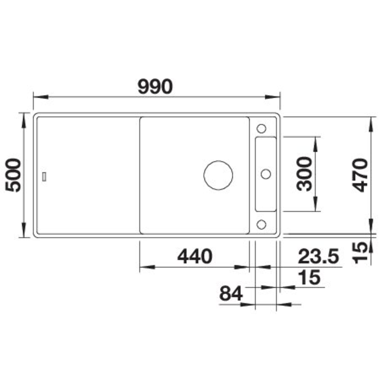 Blanco Axia III XL 6 S-F gris rocher commande automatique