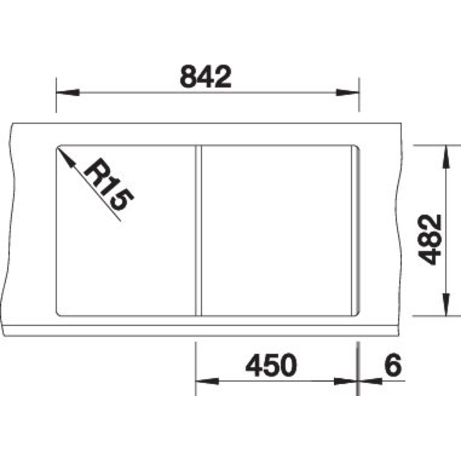 Blanco spoeltafel tipo 45 s naturel