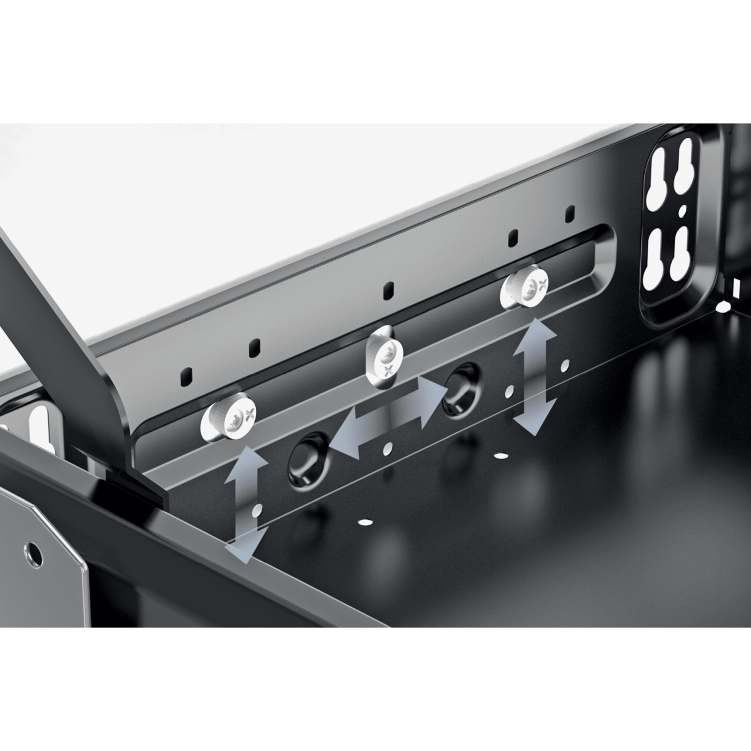 Kit de caisson avec coulisses à sortie partielle, Profondeur d'installation (mini) 530 mm, aspect aluminium