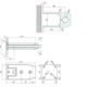 Verstelbare centrale scharnier wand/glas, voor 8/12 mm glas, B110 H60, geborsteld rvs effect