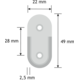 Supp. tube de penderie ovale ouvert alu noir  