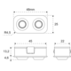 Led focus double carré 24V 1.8W noir 
