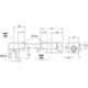 Stabilisatiestang wand/glas met dubbele scharnier, voor 8/12 mm glas, L1557, chroom
