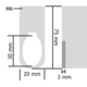 Support tube penderie ovale ouvert zamac noir 14x30