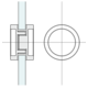 Paar ronde handgrepen, voor 8/12 mm glas, B40 L8, rvs cnc bewerkt