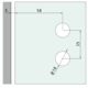 Vierkant scharnier wand/glas voor smalle deurposten, voor 8/12 mm glas, B85 H65, geborsteld rvs