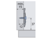 Plaque de montage cruciforme avec réglage en hauteur direct, nickelée, Rangée de perçages 37 X 32 mm, avec vis pour panneaux à particules (pour perçages de ø 2,5 mm), distance 1.5 mm