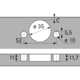 Charnière Intermat 110° (Intermat 9943), en applique, Angle d'ouverture  110°, TH-schéma de perçage 52 x 5,5 mm, à enfoncer (ø 10 x 11)