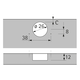Charnière Intermat pour porte à cadre en bois (Intermat 9924), rentrant, Angle d'ouverture  95°, TH-schéma de perçage 38 x 8 mm, à visser (-)