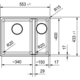 Maris - Onderbouwspoeltafel / 553 x 433 mm / 2 bakken / Grote bak rechts / Zwart Mat