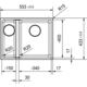 Maris - Vlakbouwspoeltafel / 553 x 433 mm / 2 bakken / Grote bak rechts / Zwart Mat