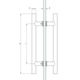 Paar ronde deurgrepen, voor 6/17.5 mm glas, B25 L500, glanzend rvs
